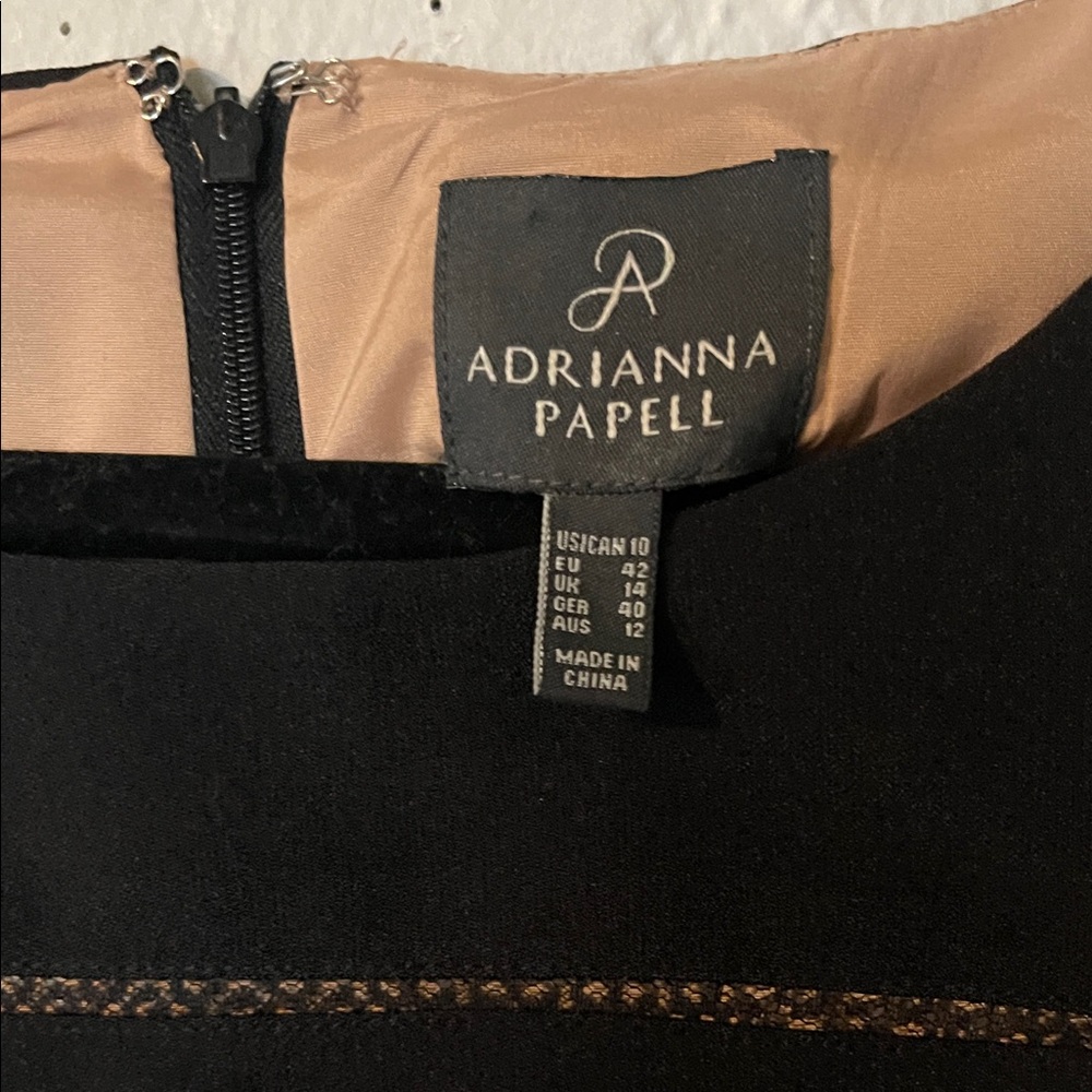 Adrianna Papell Crepe Sheath Dress with Lace Insets - Picture 5 of 8